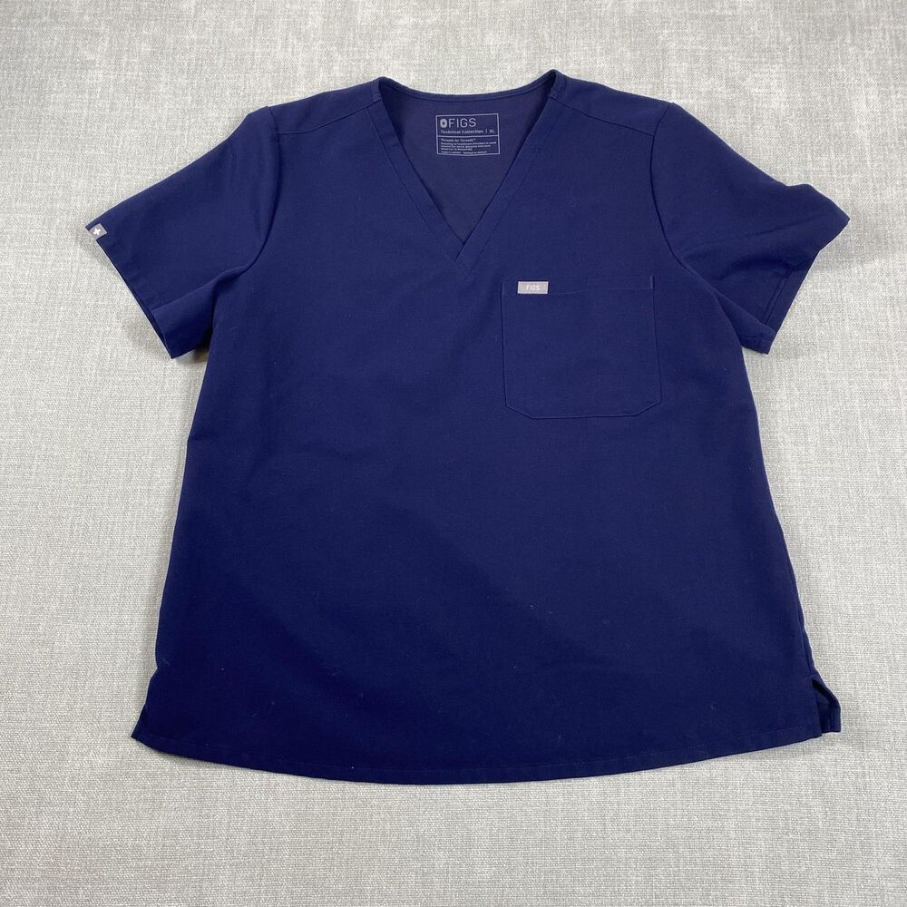 FIGS Technical Collection Shirt Womens XL Navy Catarina V Neck Scrub Top Medical